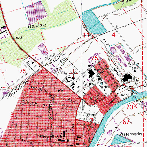 Topographic Map of Louisiana Technical College Franklin Branch Campus, LA