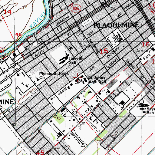 Topographic Map of Saint John Elementary and Middle School, LA