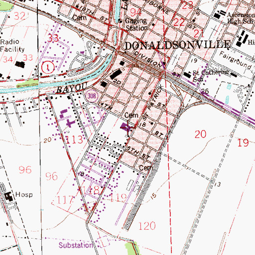 Topographic Map of Donaldsonville Marine Institute School, LA