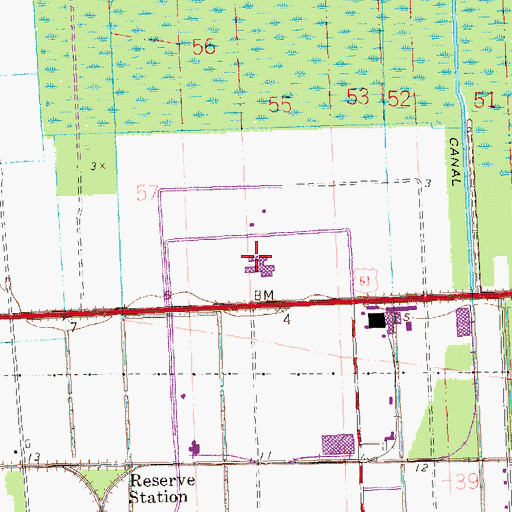 Topographic Map of South Central Louisiana Technical College Reserve Campus, LA