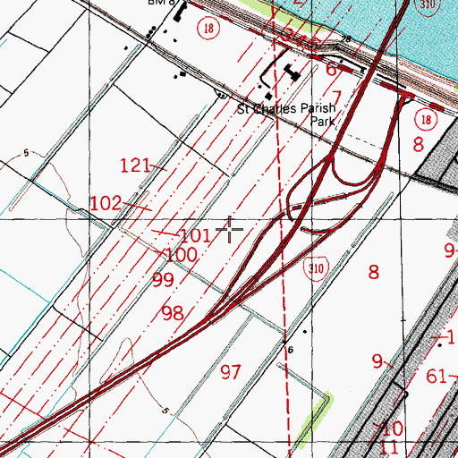 Topographic Map of Saint Charles Parish Satellite Center School, LA