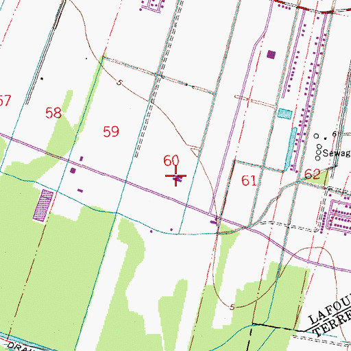 Topographic Map of LAFOURCHE PARISH JUVENILE JUSTICE FACILITY, LA