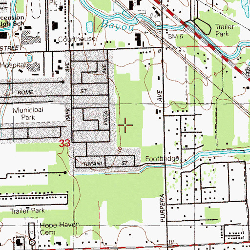 Topographic Map of Pecan Grove Primary School, LA