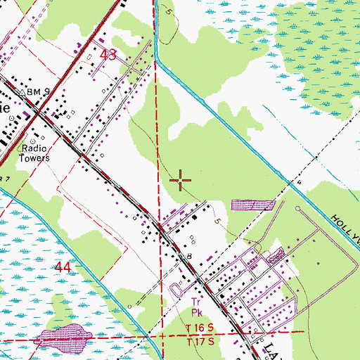Topographic Map of Bayou Blue Middle School, LA