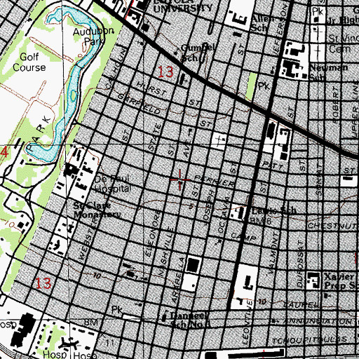 Topographic Map of Ecole Bilingue de la Nouvelle Orleans Preschool, LA