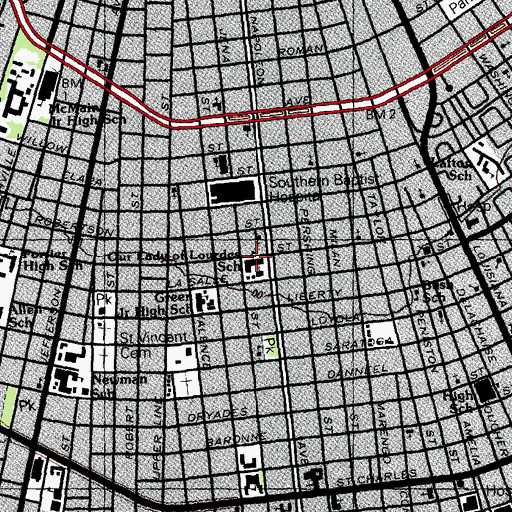 Topographic Map of Holy Rosary High School, LA