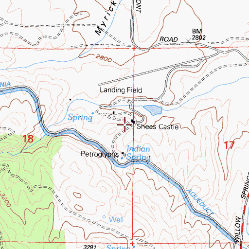 Topographic Map of Sheas Castle, CA