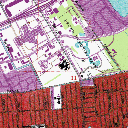 Topographic Map of Sarah Towles Reed Elementary School, LA