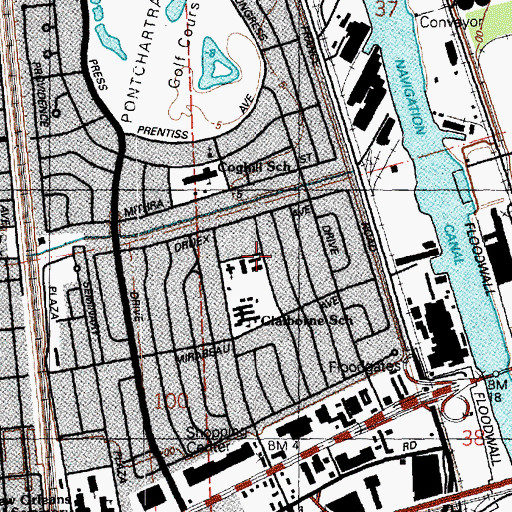 Topographic Map of Saint Benedict the Moor School, LA
