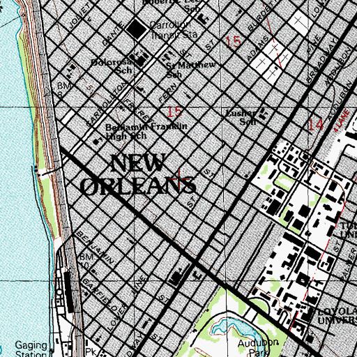 Topographic Map of University Montessori School, LA