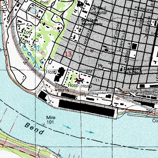Topographic Map of New Orleans Adolescent Hosptial Special Services District Facility, LA
