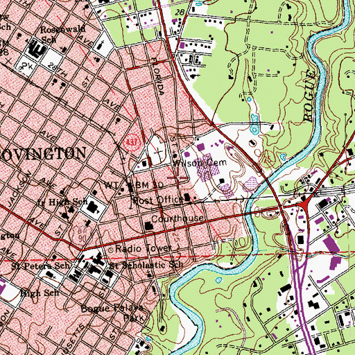 Topographic Map of Lakeview Maria Montessori School, LA