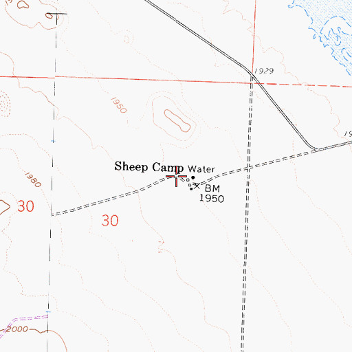 Topographic Map of Sheep Camp, CA
