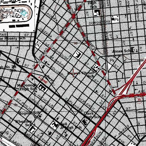 Topographic Map of Rainbow Academy and Preschool, LA