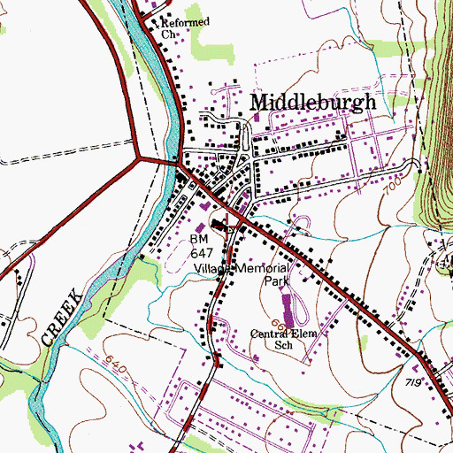 Topographic Map of Middleburgh Central School, NY