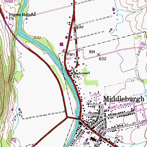 Topographic Map of Reformed Church of Middleburgh, NY