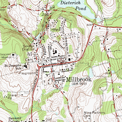 Topographic Map of Hayes Memorial Library, NY