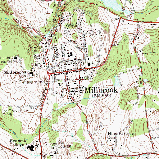 Topographic Map of Reservoir Drive Public School (historical), NY