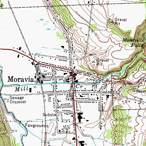 Topographic Map of Moravia Municipal Building, NY