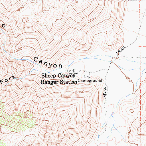 Topographic Map of Sheep Canyon Ranger Station, CA