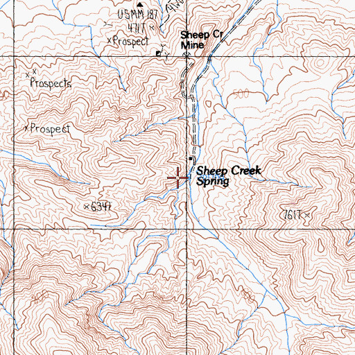 Topographic Map of Sheep Creek Spring, CA