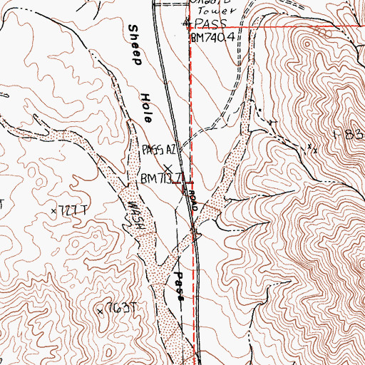 Topographic Map of Sheep Hole Pass, CA