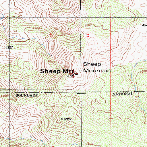 Topographic Map of Sheep Mountain, CA