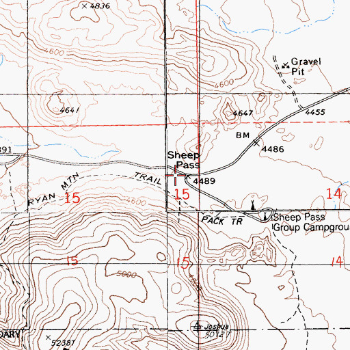 Topographic Map of Sheep Pass, CA