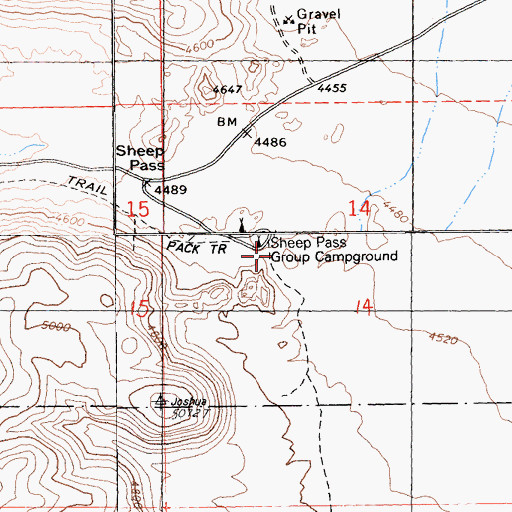 Topographic Map of Sheep Pass Group Campground, CA