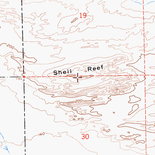 Topographic Map of Shell Reef, CA