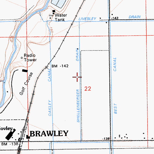 Topographic Map of Shellenberger Drain, CA