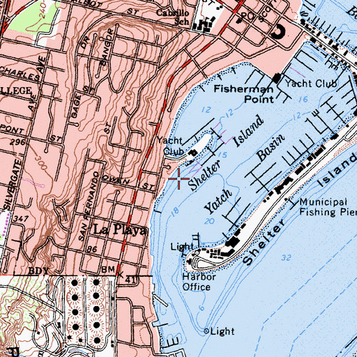 Topographic Map of Shelter Island, CA