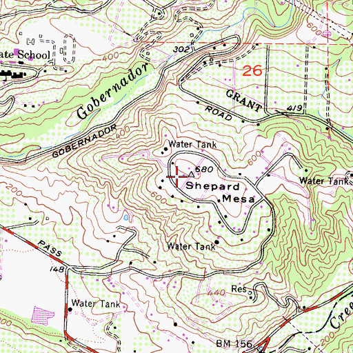 Topographic Map of Shephard Mesa, CA