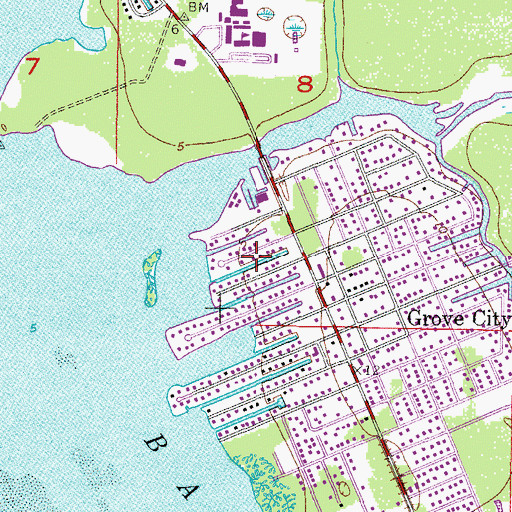 Topographic Map of De Charles Canal, FL