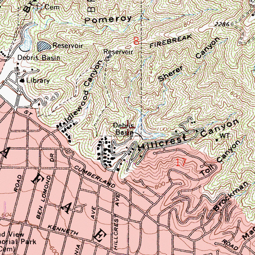 Topographic Map of Sherer Canyon, CA
