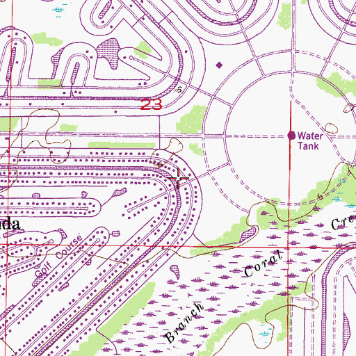 Topographic Map of Oakland Hills Creek, FL