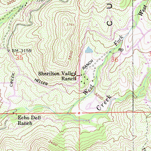 Topographic Map of Sherilton Valley Ranch, CA