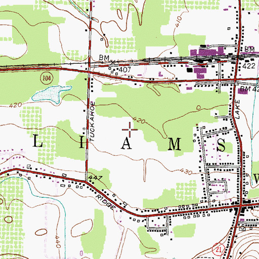 Topographic Map of Whispering Woods, NY