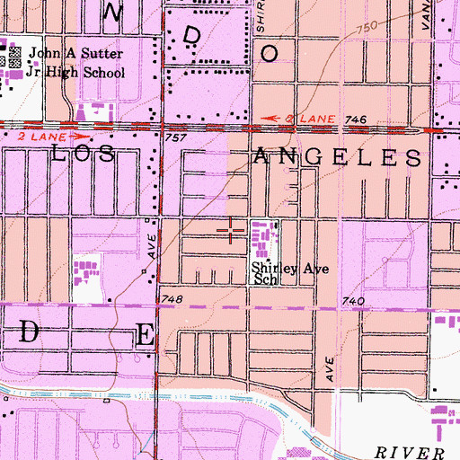 Topographic Map of Shirley Elementary School, CA