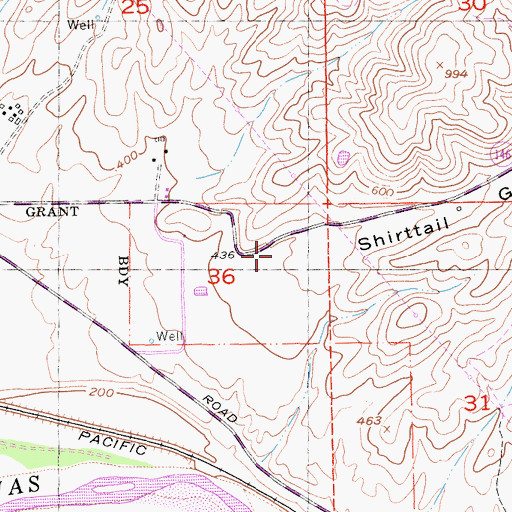 Topographic Map of Shirttail Gulch, CA