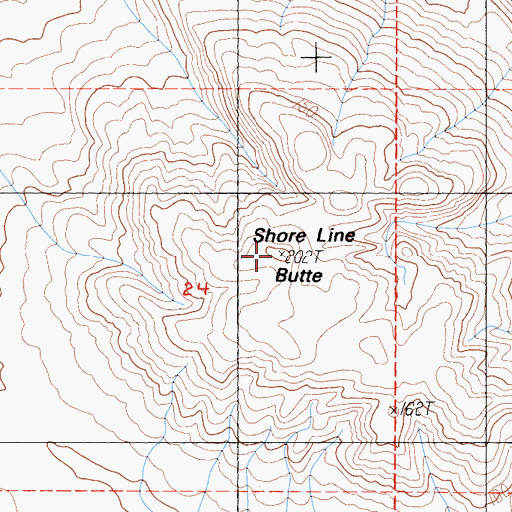 Topographic Map of Shore Line Butte, CA