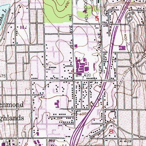 Topographic Map of Shoreline School District Office - Communications and Community Relations, WA