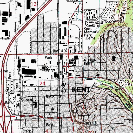 Topographic Map of Mill Creek Middle School, WA