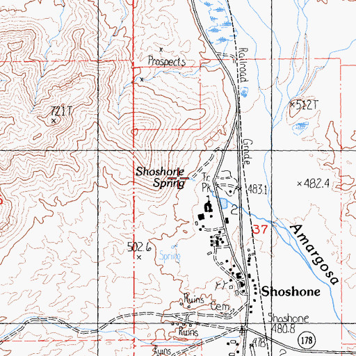 Topographic Map of Shoshone Spring, CA