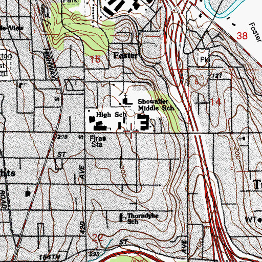 Topographic Map of Tukwila School District Office, WA