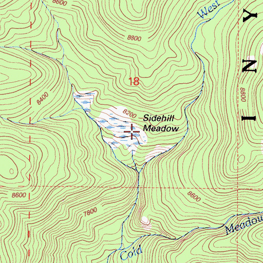 Topographic Map of Sidehill Meadow, CA