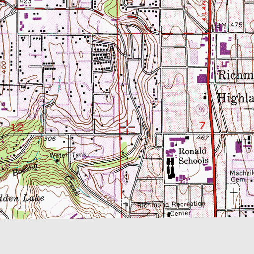 Topographic Map of Saint Luke School, WA