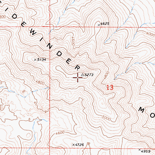 Topographic Map of Sidewinder Mountain, CA