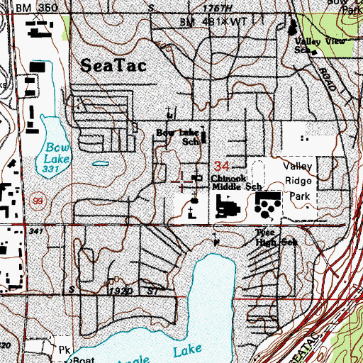 Topographic Map of SeaTac Christian Academy, WA