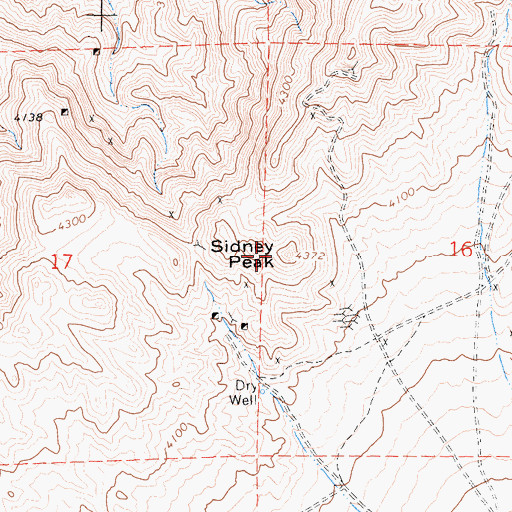 Topographic Map of Sidney Peak, CA